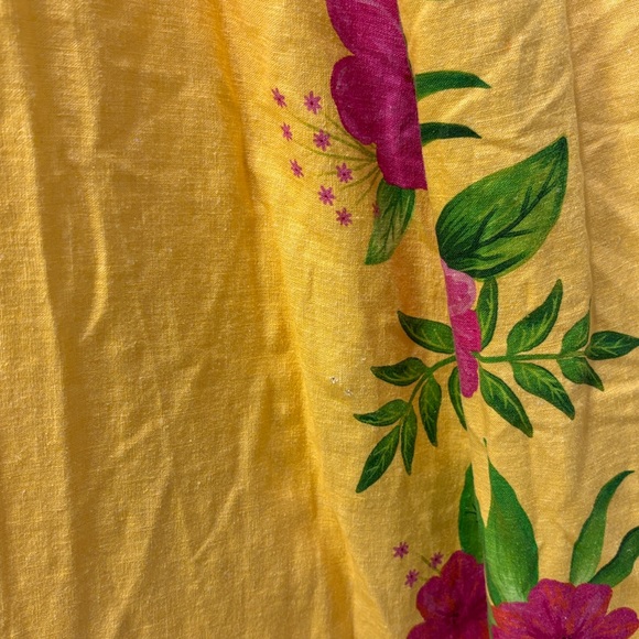 Farm Rio Romantic Garden Yellow Pink Plunge Midi Dress Size M - Picture 13 of 16